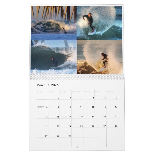 Surfen op de Huntington Beach Pier 2026 Kalender (Mar 2026)