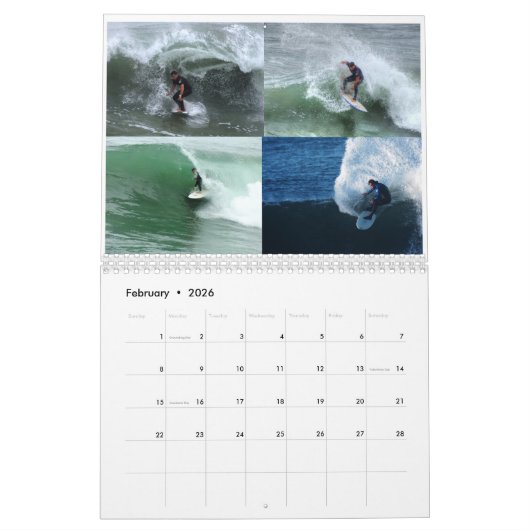 Surfen op de Huntington Beach Pier 2026 Kalender (Feb 2026)