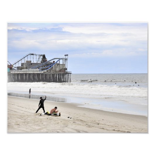 Surfen op de Jersey Shore Foto Afdruk (Voorkant)