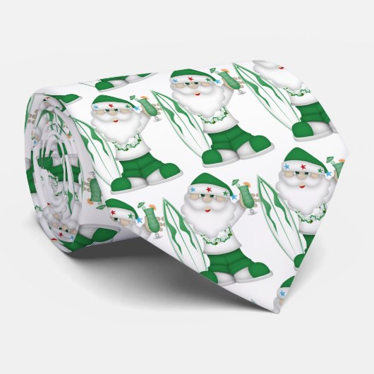 Surfen op de kerstkerstStropdas van Santa Tropisch Stropdas (Opgerold)