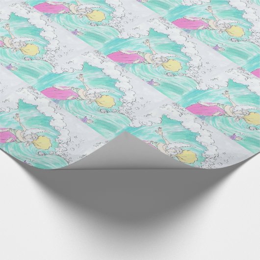 Surfen op de kerstman. cadeaupapier (Hoek)