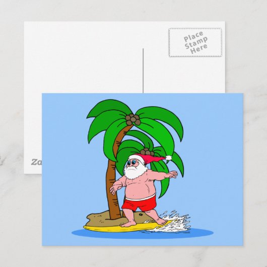 surfen op de kerstman feestdagenkaart (Voorkant / Achterkant)