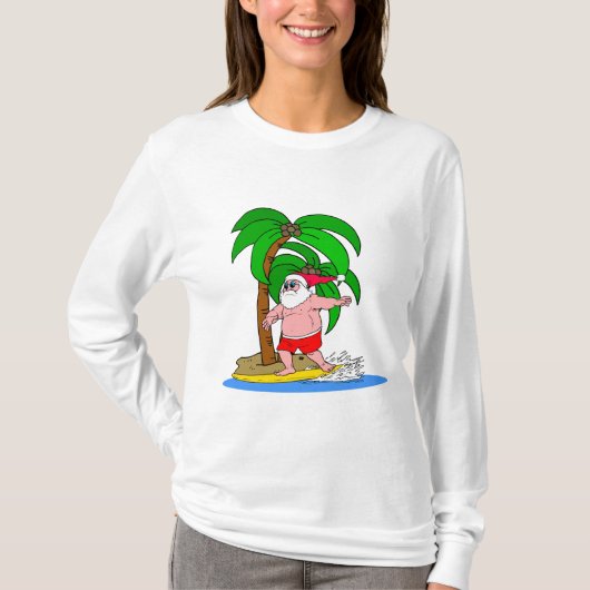 surfen op de kerstman t-shirt (Voorkant)