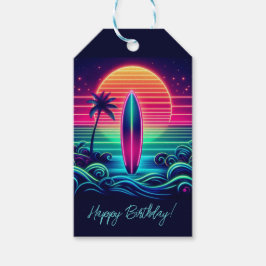 Surfen op de Neon Sunset- Cadeaulabel