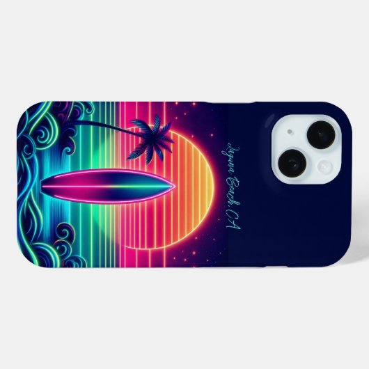 Surfen op de Neon Sunset Case-Mate iPhone Case (Achterkant (horizontaal))