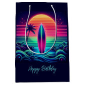 Surfen op de Neon Sunset- Medium Cadeauzakje (Voorkant)