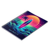 Surfen op de Neon Sunset Notitieboek (Linkerzijde)