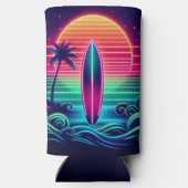 Surfen op de Neon Sunset Seltzer Blikjeskoeler (Achterkant)