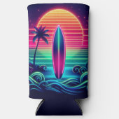Surfen op de Neon Sunset Seltzer Blikjeskoeler (Voorkant)