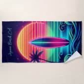 Surfen op de Neon Sunset- Strandlaken (Voorkant)