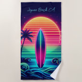 Surfen op de Neon Sunset- Strandlaken (Voorkant)