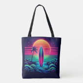 Surfen op de Neon Sunset Tote Bag (Achterkant)