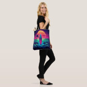 Surfen op de Neon Sunset Tote Bag (Op model)