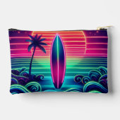 Surfen op de Neon Sunset Zippered Pouch Etui (Achterkant)
