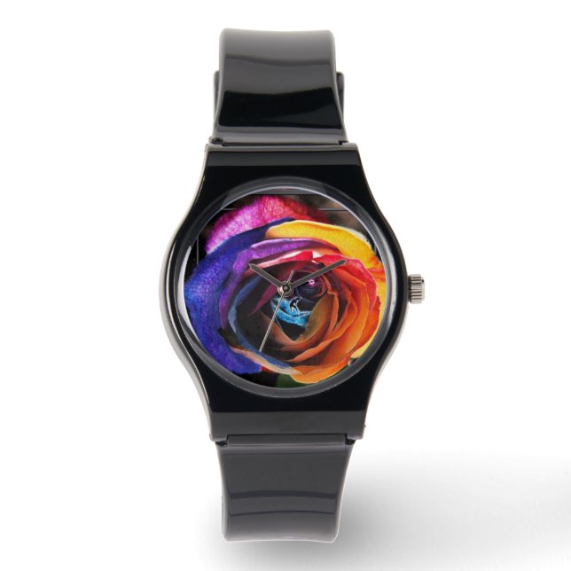 Surfen op de Regenboog Roos   Horloge (Voorkant)