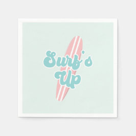 Surfen op de roze strandstralen van de dag servet