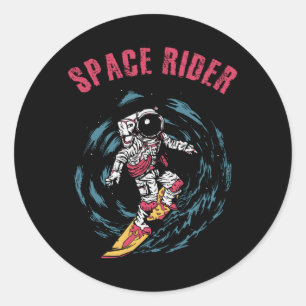 Surfen op de ruimtevaart ronde sticker