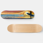 Surfen op de zonsondergang: A Dot Art Odyssey Persoonlijk Skateboard (Horizontaal)