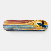 Surfen op de zonsondergang: A Dot Art Odyssey Persoonlijk Skateboard (Horizontaal)