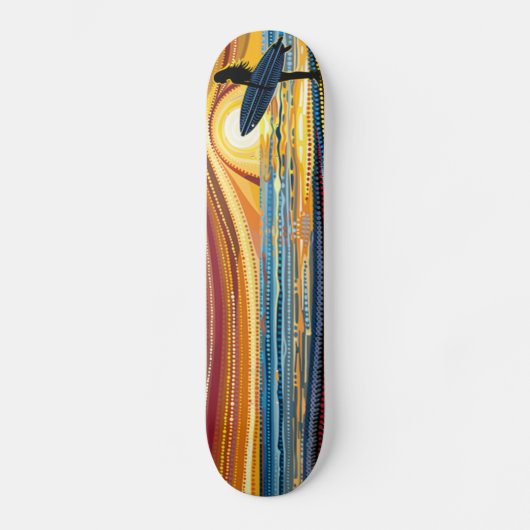 Surfen op de zonsondergang: A Dot Art Odyssey Persoonlijk Skateboard (Voorkant)