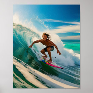 Surfen op een Amerikaans zee Poster