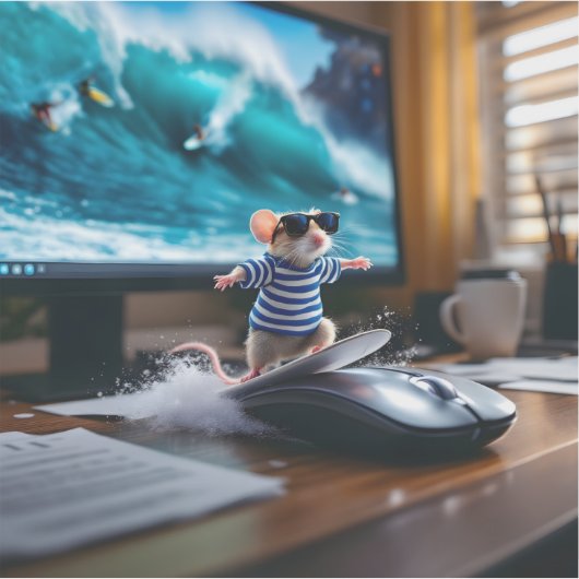 Surfen op een muis! sticker (Voorkant)