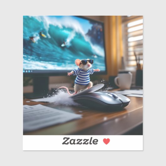 Surfen op een muis! sticker (Vel)