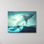 Surfen op haaien canvas afdruk (Voorkant)