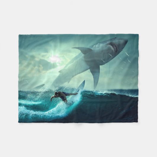 Surfen op haaien fleece deken (Voorkant (Horizontaal))