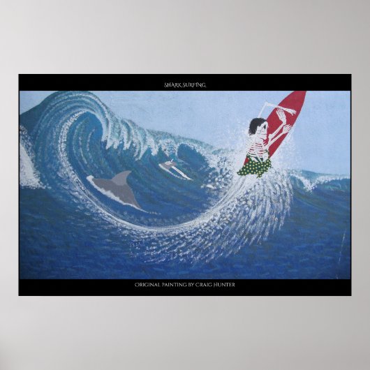 Surfen op haaien poster (Voorkant)
