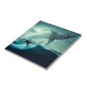 Surfen op haaien tegeltje (Zijkant)