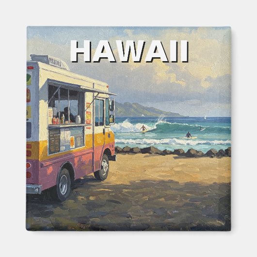 Surfen op Hawaii Food Truck Magneet (Voorkant)