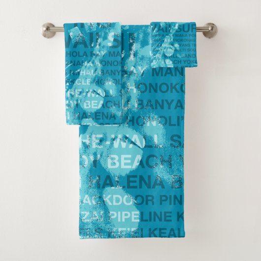 Surfen op Hawaii Green Room Hawaiian Surfer - Blau Bad Handdoek (Insitu)