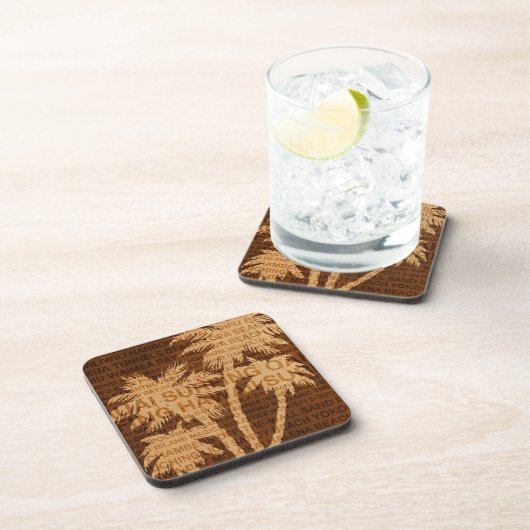 Surfen op Hawaii Palm Trees Faux Onderzetters (Rechterzijde)
