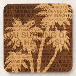 Surfen op Hawaii Palm Trees Faux Onderzetters