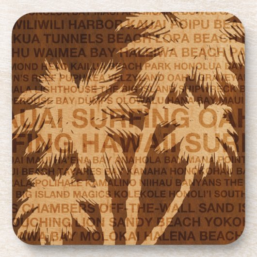 Surfen op Hawaii Palm Trees Faux Onderzetters (Voorkant)