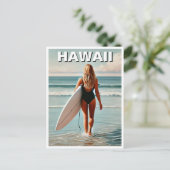 Surfen op Hawaii Surfer Girl Briefkaart (Staand voorkant)