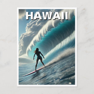 Surfen op Hawaii Surfer Girl Wave Briefkaart