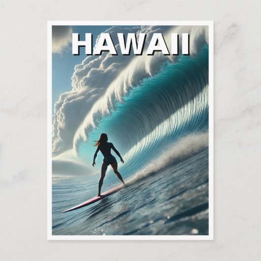 Surfen op Hawaii Surfer Girl Wave Briefkaart (Voorkant)