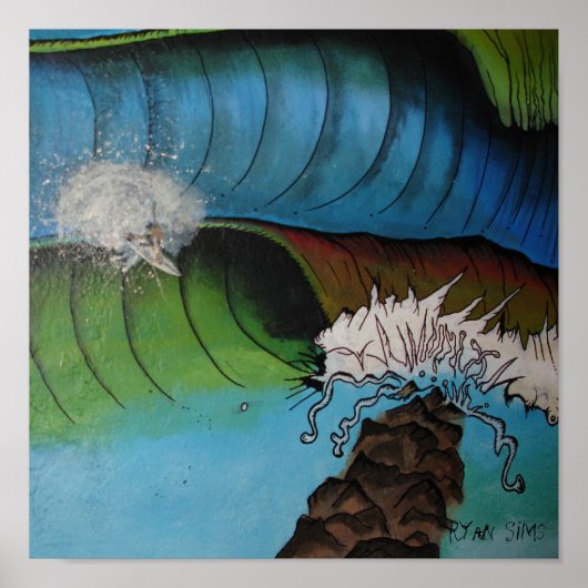 "Surfen op het Poster van de inlaat" (Voorkant)