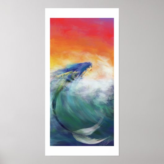 Surfen op het poster van de Zeemeermin (GROTE) (Voorkant)