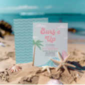 Surfen op het roze strand Birthday Invitation Kaart