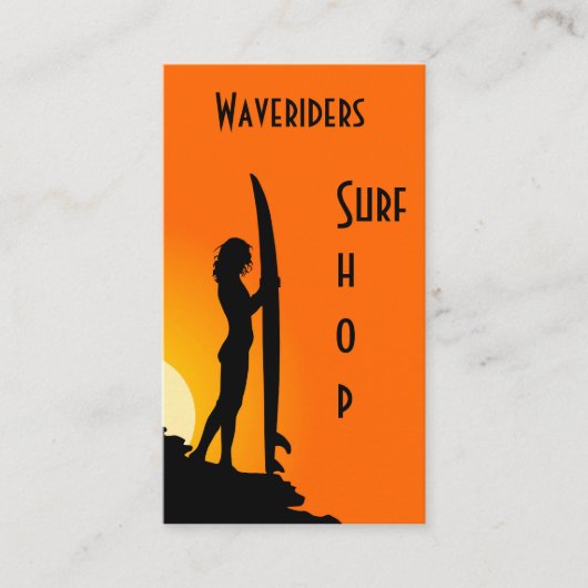 Surfen op het strand, surfbord, surfer, surfer advieskaart (Voorkant)