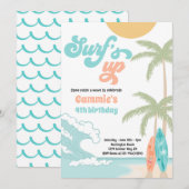 Surfen op het surfboardstrand op stranspleet kaart (Voorkant / Achterkant)