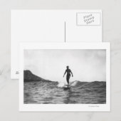 Surfen op Honolulu Hawaii Longboard Surfer Briefkaart (Voorkant / Achterkant)