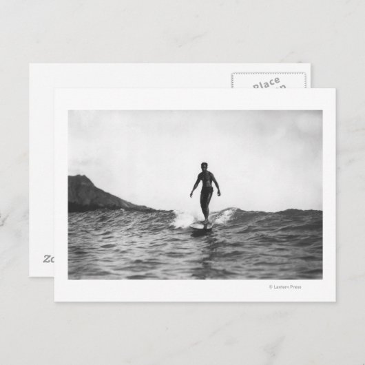 Surfen op Honolulu Hawaii Longboard Surfer Briefkaart (Voorkant / Achterkant)