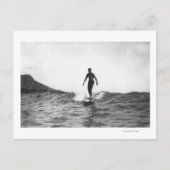 Surfen op Honolulu Hawaii Longboard Surfer Briefkaart (Voorkant)