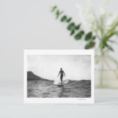 Surfen op Honolulu Hawaii Longboard Surfer Briefkaart (Staand voorkant)