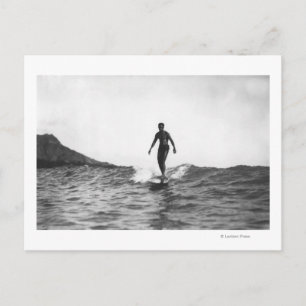 Surfen op Honolulu Hawaii Longboard Surfer Briefkaart