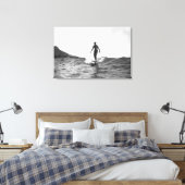 Surfen op Honolulu Hawaii Longboard Surfer Canvas Afdruk (Insitu (Slaapkamer))